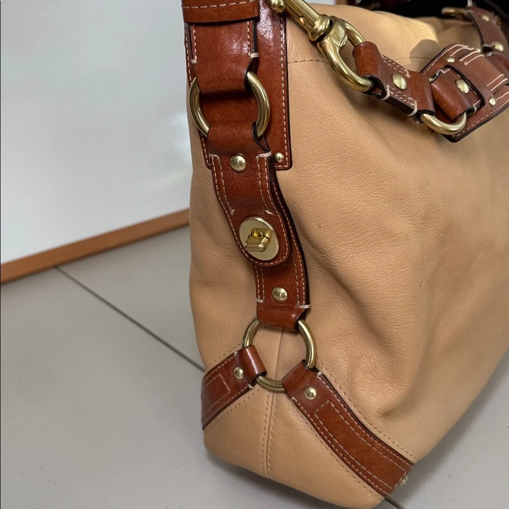 Coach Carly Large Hobo Bag Beige Leather Y2K Slouchy Shoulder Bag Vintage